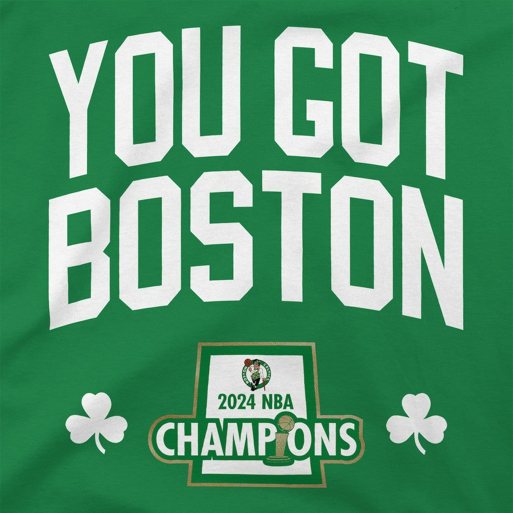 Boston Celtics Stadium Essentials 2024 NBA Finals Champions 18 Banners T-Shirt - Kelly Green discount | NBA