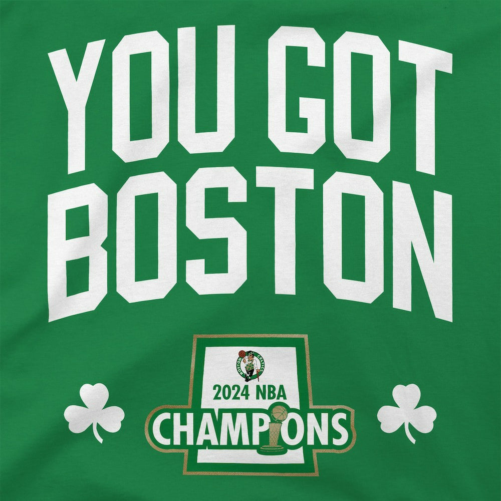 Boston Celtics Stadium Essentials 2024 NBA Finals Champions 18 Banners T-Shirt - Kelly Green discount | NBA