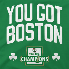 Boston Celtics Stadium Essentials 2024 NBA Finals Champions 18 Banners T-Shirt - Kelly Green discount | NBA