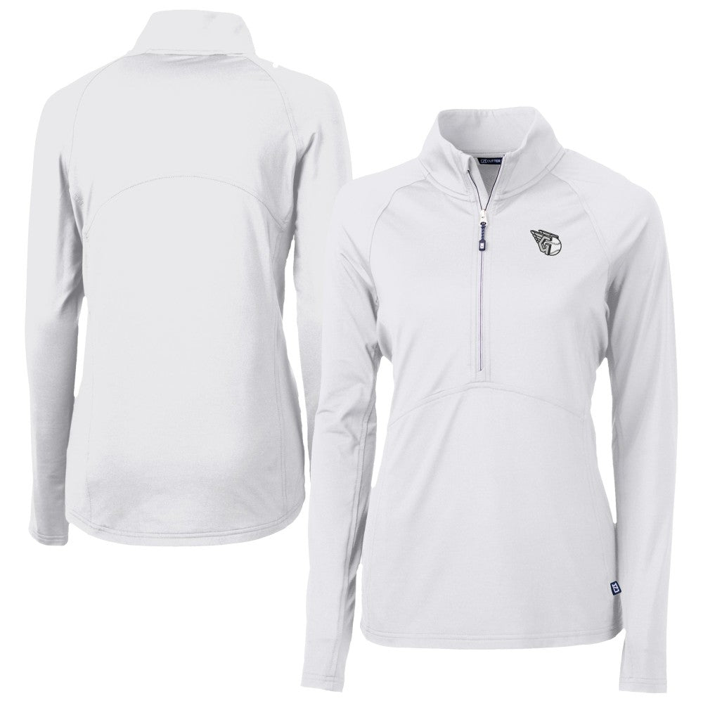 Cleveland Guardians Cutter & Buck Women's Adapt Eco Knit Stretch Recycled Half-Zip DryTec Top - MLB Tops