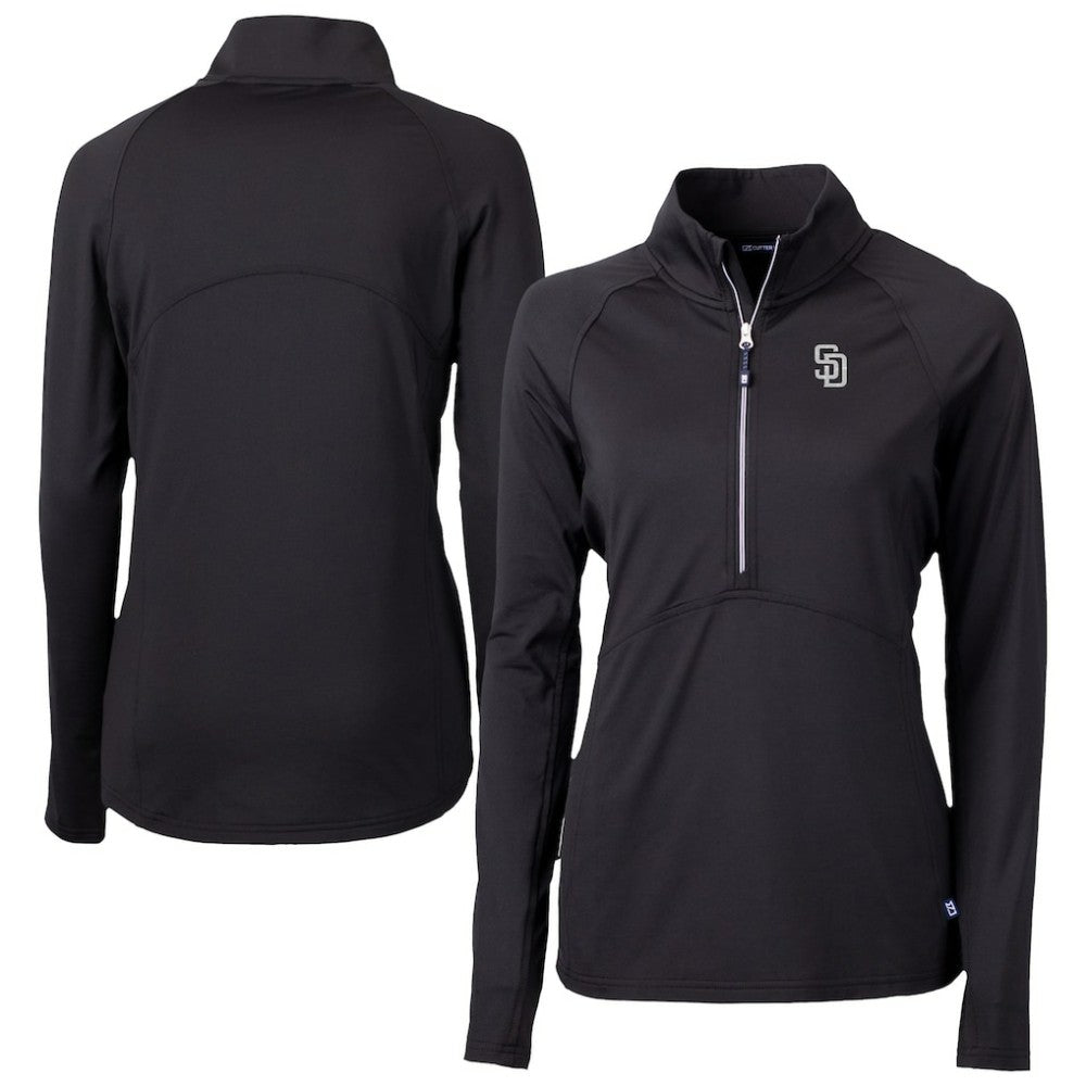 San Diego Padres Cutter & Buck Women's Adapt Eco Knit Stretch Recycled Half-Zip DryTec Top - MLB Tops