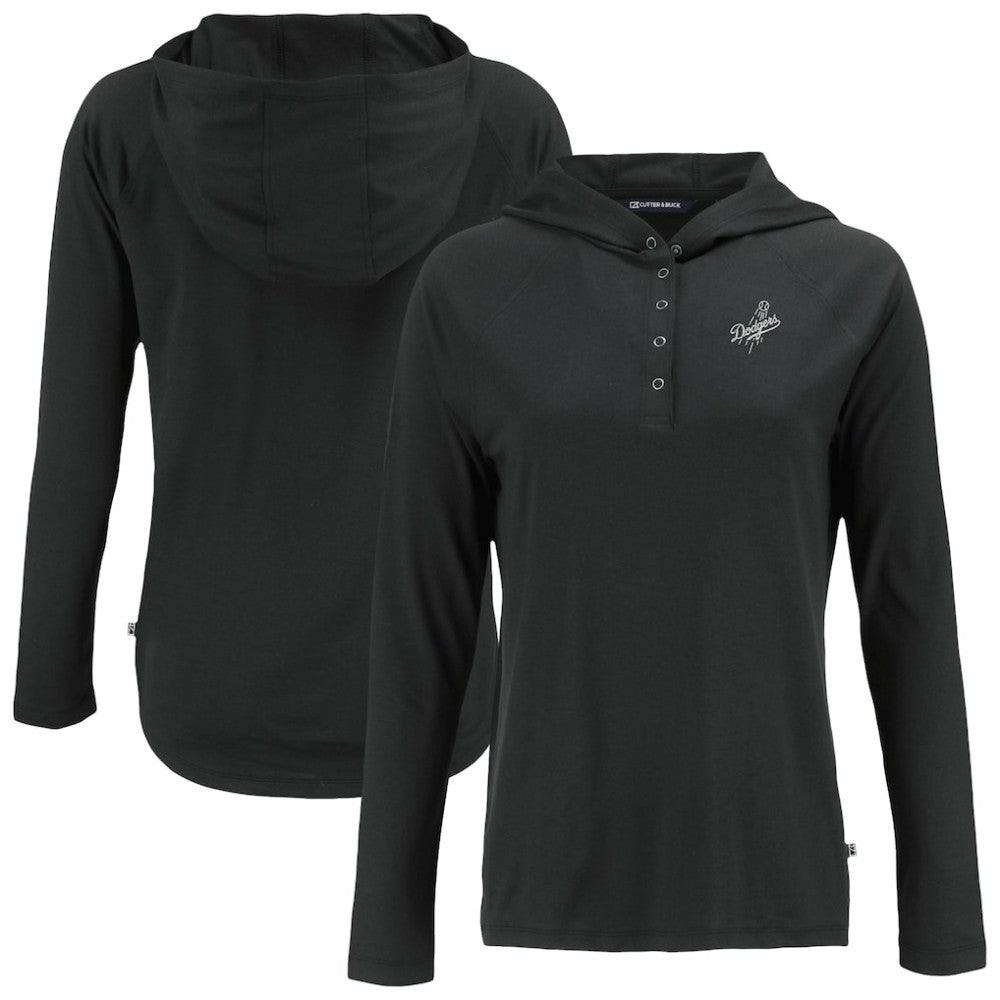 Los Angeles Dodgers Cutter & Buck Women's Coastline Epic Comfort Eco Recycled Raglan Long Sleeve Hoodie T-Shirt - MLB Hoodies