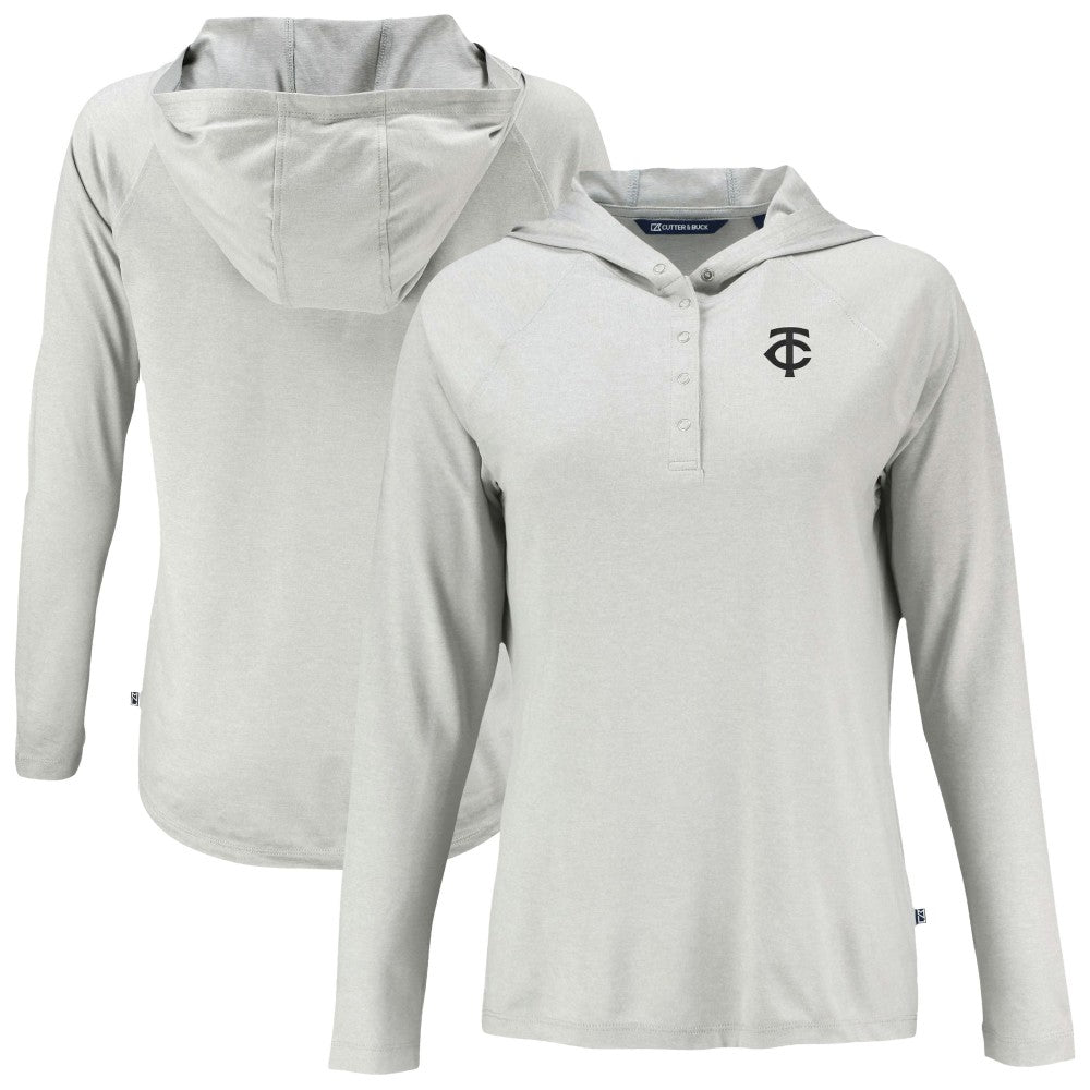 Minnesota Twins Cutter & Buck Women's Coastline Epic Comfort Eco Recycled Raglan Long Sleeve Hoodie T-Shirt - MLB Hoodies
