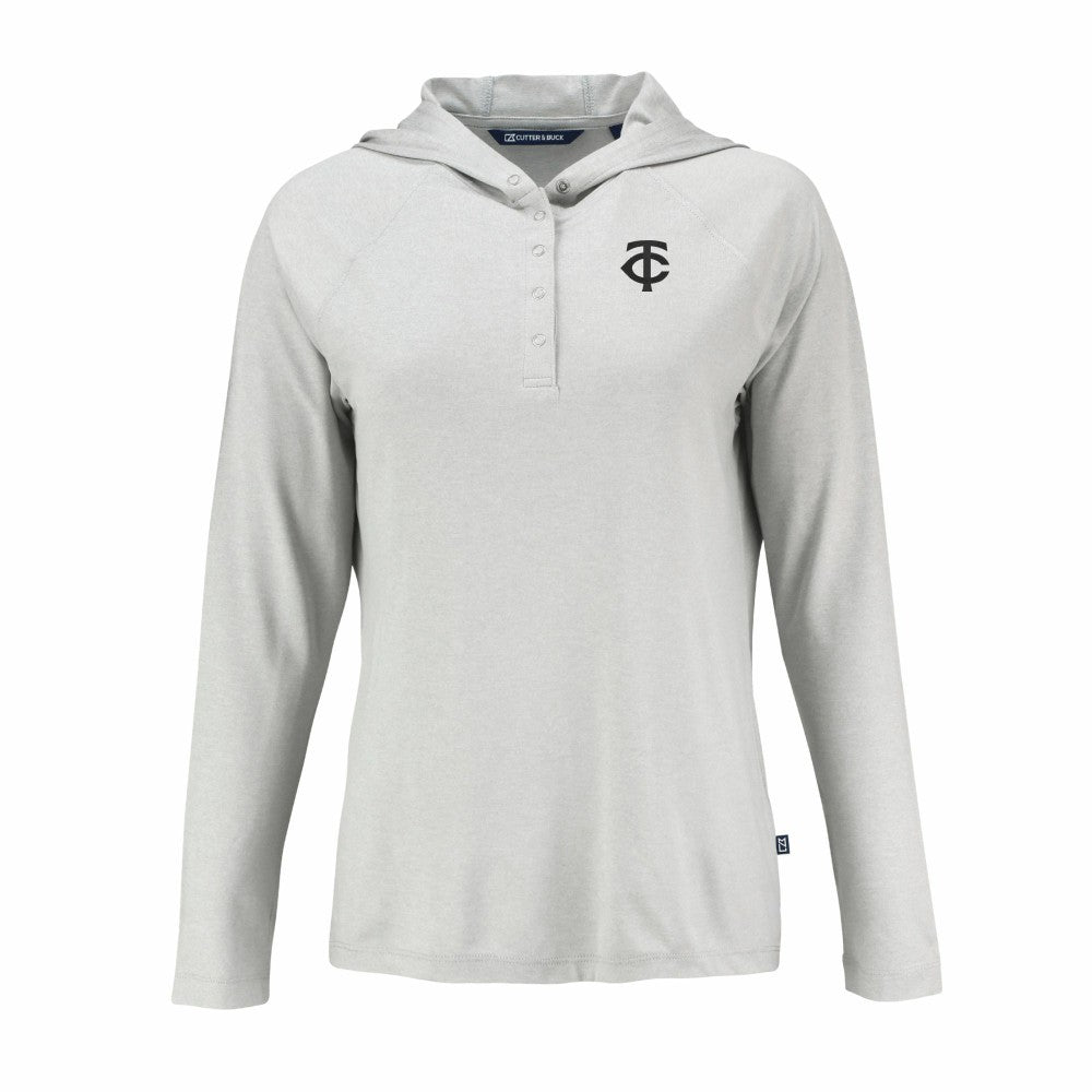 Minnesota Twins Cutter & Buck Women's Coastline Epic Comfort Eco Recycled Raglan Long Sleeve Hoodie T-Shirt - MLB Hoodies