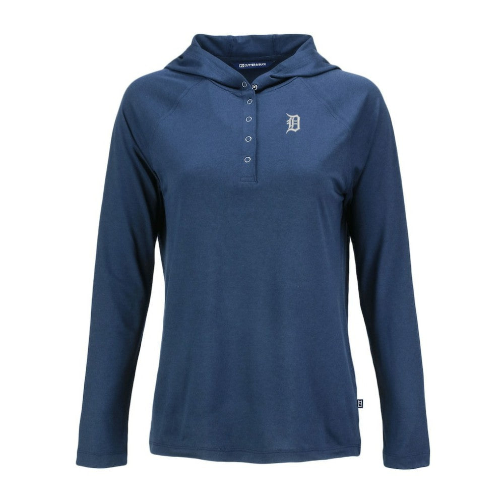 Detroit Tigers Cutter & Buck Women's Coastline Epic Comfort Eco Recycled Raglan Long Sleeve Hoodie T-Shirt - MLB Hoodies