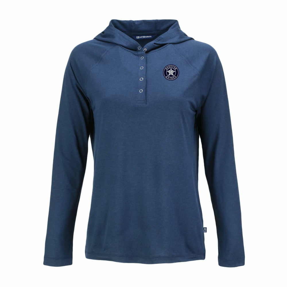 Houston Astros Cutter & Buck Women's Coastline Epic Comfort Eco Recycled Raglan Long Sleeve Hoodie T-Shirt - MLB Hoodies