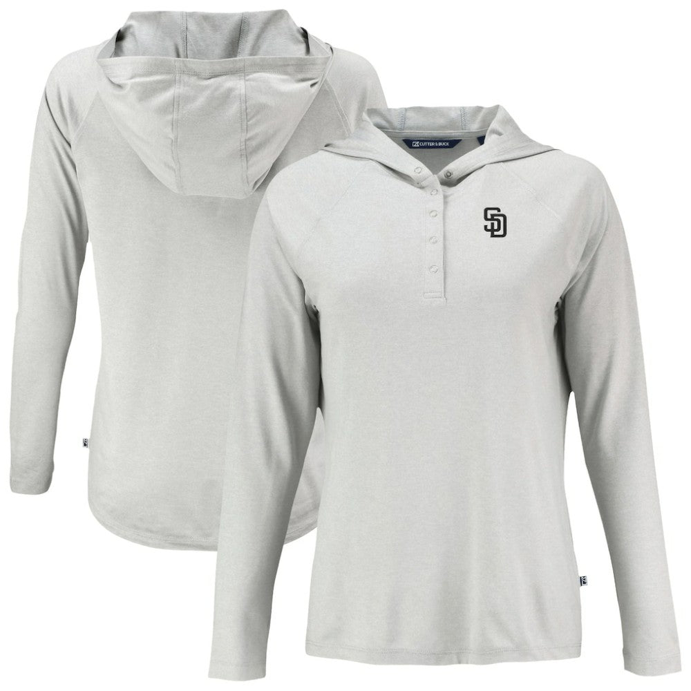 San Diego Padres Cutter & Buck Women's Coastline Epic Comfort Eco Recycled Raglan Long Sleeve Hoodie T-Shirt - MLB Hoodies