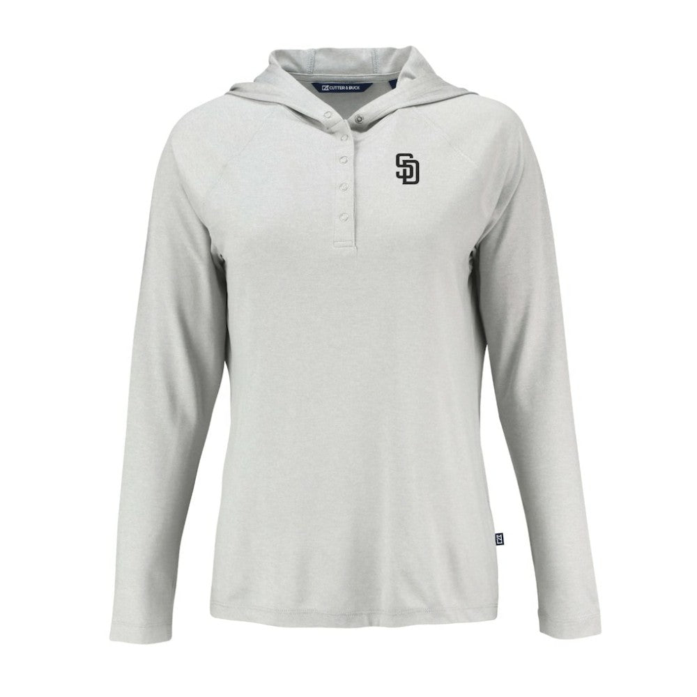 San Diego Padres Cutter & Buck Women's Coastline Epic Comfort Eco Recycled Raglan Long Sleeve Hoodie T-Shirt - MLB Hoodies