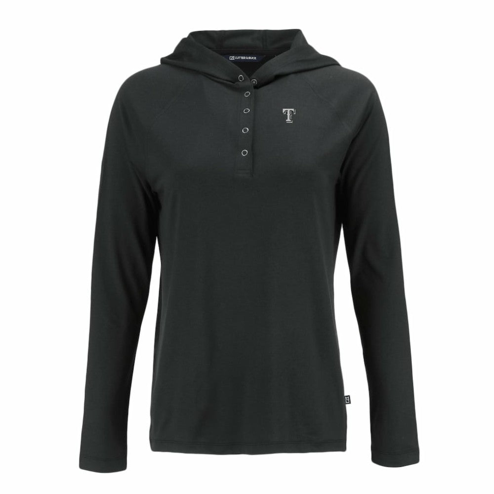 Texas Rangers Cutter & Buck Women's Coastline Epic Comfort Eco Recycled Raglan Long Sleeve Hoodie T-Shirt - MLB Hoodies