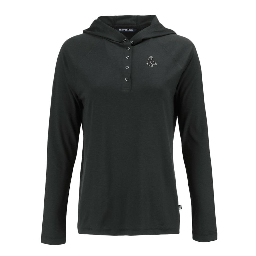 Boston Red Sox Cutter & Buck Women's Coastline Epic Comfort Eco Recycled Raglan Long Sleeve Hoodie T-Shirt - MLB Hoodies