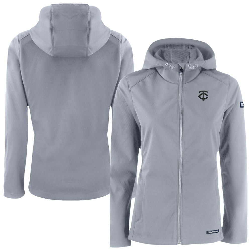 Minnesota Twins Cutter & Buck Women's Evoke Eco Softshell Recycled Full-Zip Hoodie Jacket - MLB Jackets