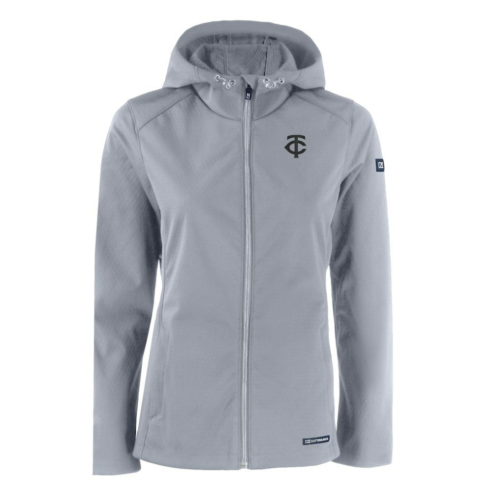 Minnesota Twins Cutter & Buck Women's Evoke Eco Softshell Recycled Full-Zip Hoodie Jacket - MLB Jackets