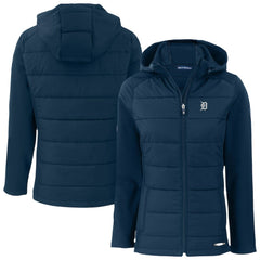 Detroit Tigers Cutter & Buck Women's Evoke Hybrid Eco Softshell Recycled Full-Zip Hooded Jacket - MLB Jackets