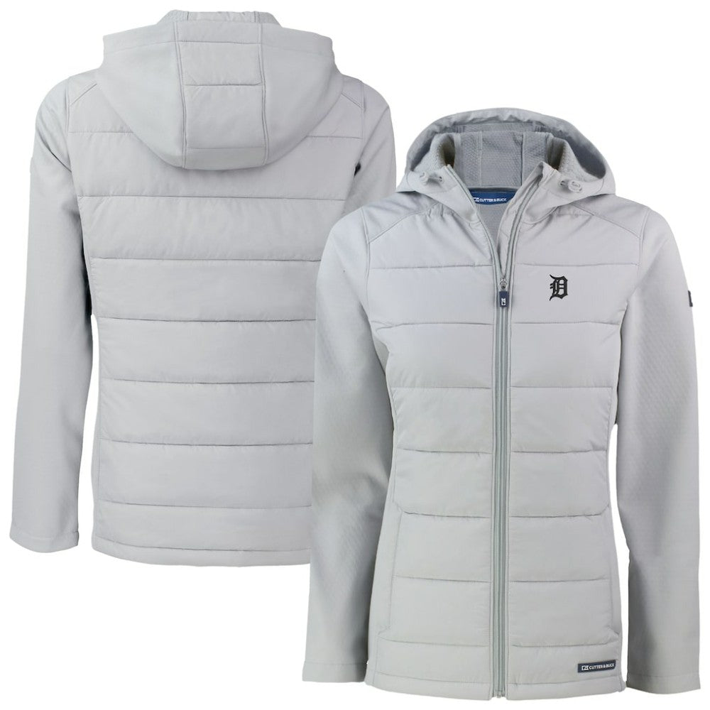 Detroit Tigers Cutter & Buck Women's Evoke Hybrid Eco Softshell Recycled Full-Zip Hooded Jacket - MLB Jackets