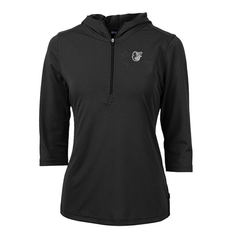 Baltimore Orioles Cutter & Buck Women's Virtue Eco Pique Half-Zip 3/4 Sleeve Pullover Hoodie - MLB Hoodies