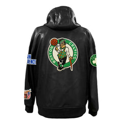 Black Boston Celtics Jeff Hamilton Vegan Leather Full-Zip Hoodie | NBA