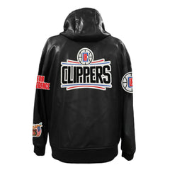 Black LA Clippers Jeff Hamilton Vegan Leather Full-Zip Hoodie | NBA