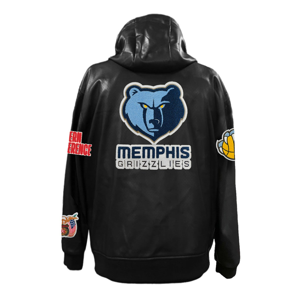 Black Memphis Grizzlies Jeff Hamilton Vegan Leather Full-Zip Hoodie | NBA