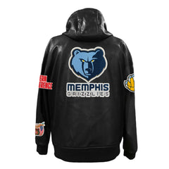 Black Memphis Grizzlies Jeff Hamilton Vegan Leather Full-Zip Hoodie | NBA