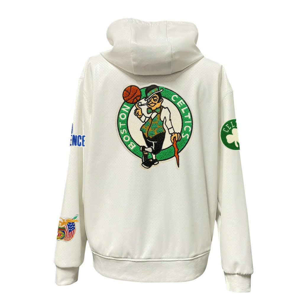 White Boston Celtics Jeff Hamilton Vegan Leather Full-Zip Hoodie | NBA