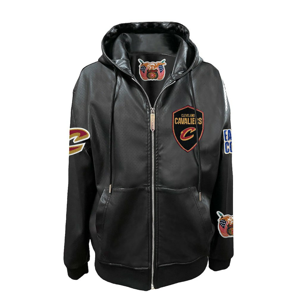 Black Cleveland Cavaliers Jeff Hamilton Vegan Leather Full-Zip Hoodie sale | NBA