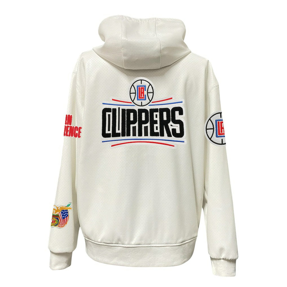 White LA Clippers Jeff Hamilton Vegan Leather Full-Zip Hoodie | NBA