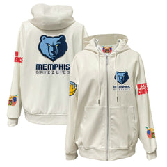 White Memphis Grizzlies Jeff Hamilton Vegan Leather Full-Zip Hoodie | NBA