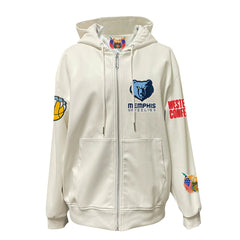 White Memphis Grizzlies Jeff Hamilton Vegan Leather Full-Zip Hoodie | NBA