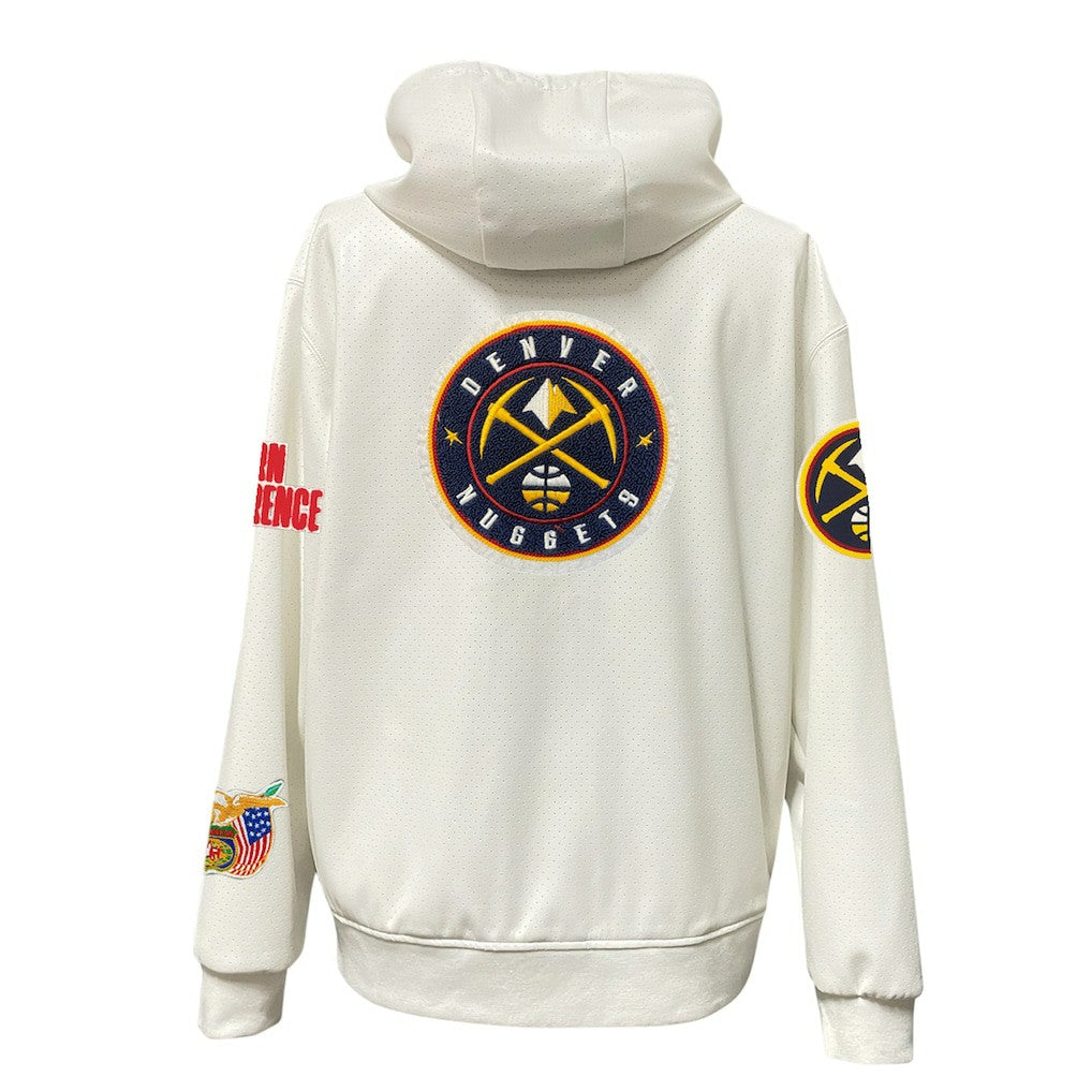 White Denver Nuggets Jeff Hamilton Vegan Leather Full-Zip Hoodie sale | NBA