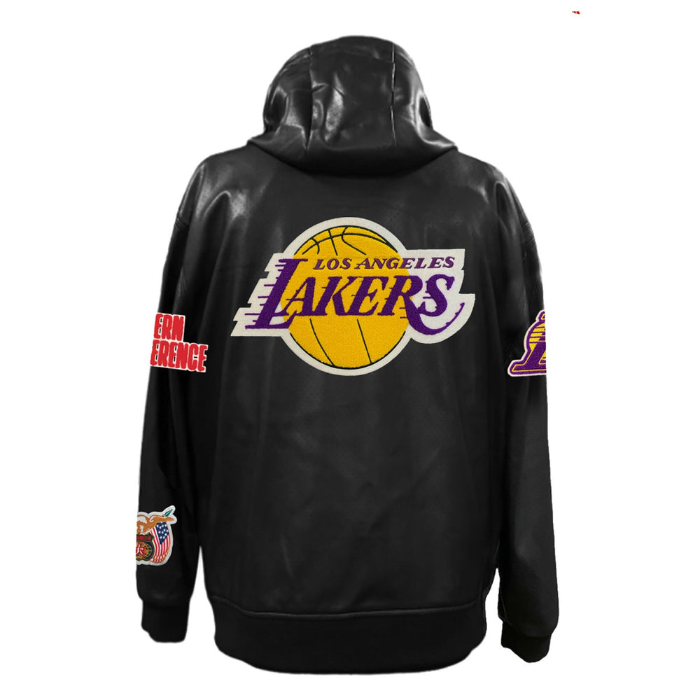 Black Los Angeles Lakers Jeff Hamilton Vegan Leather Full-Zip Hoodie | NBA
