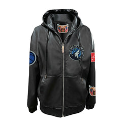 Black Minnesota Timberwolves Jeff Hamilton Vegan Leather Full-Zip Hoodie | NBA