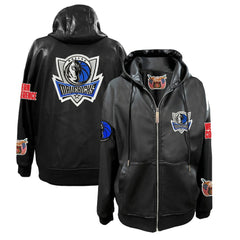 Black Dallas Mavericks Jeff Hamilton Vegan Leather Full-Zip Hoodie sale | NBA