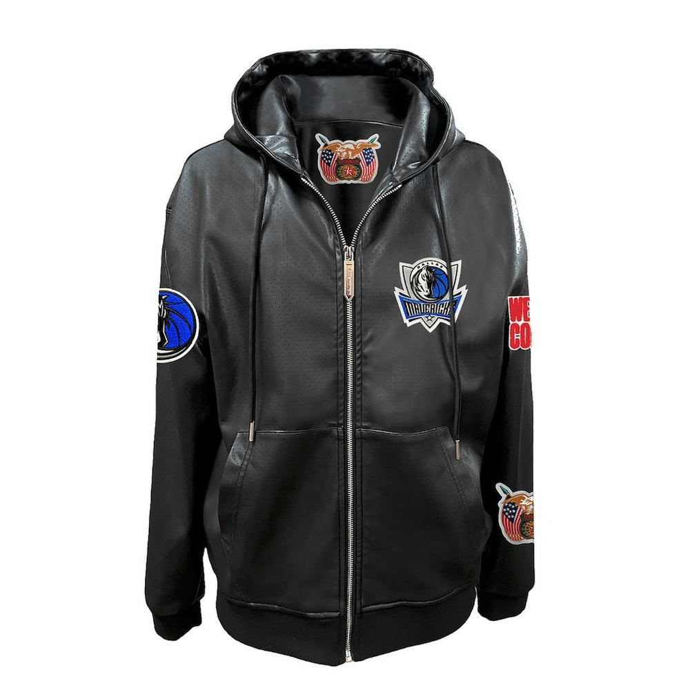 Black Dallas Mavericks Jeff Hamilton Vegan Leather Full-Zip Hoodie sale | NBA