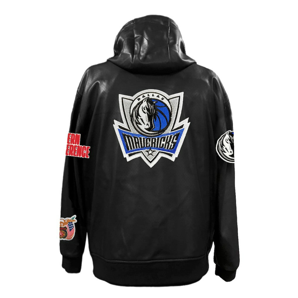 Black Dallas Mavericks Jeff Hamilton Vegan Leather Full-Zip Hoodie sale | NBA