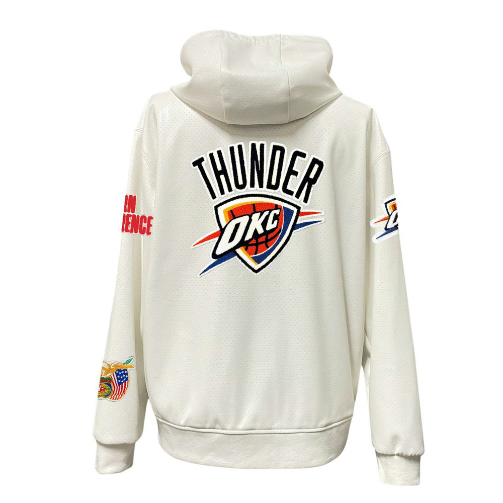 White Oklahoma City Thunder Jeff Hamilton Vegan Leather Full-Zip Hoodie | NBA