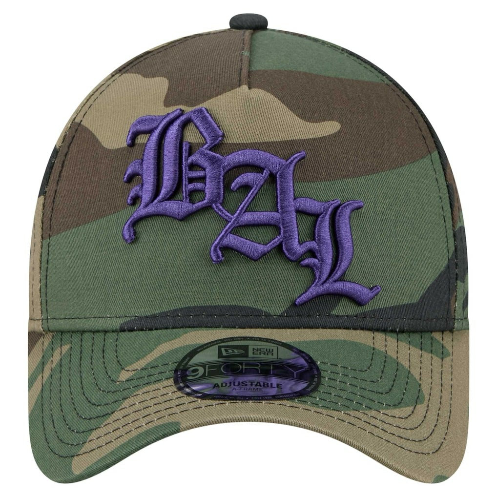 Baltimore Ravens Mystic Camo A-Frame 9FORTY Adjustable Hat | NFL Outlet