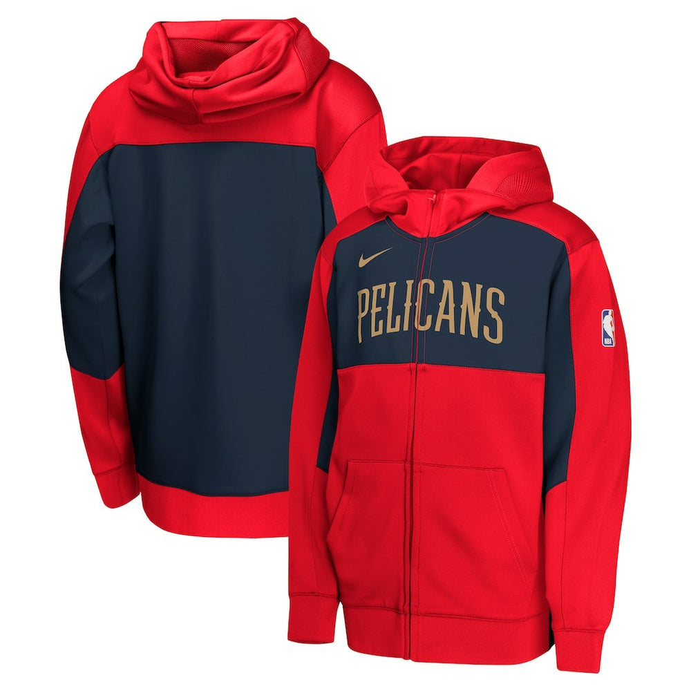 Red/Navy New Orleans Pelicans Youth Authentic On-Court Showtime Performance Full-Zip Hoodie | NBA