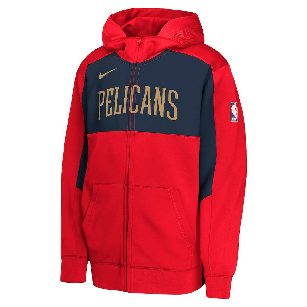 Red/Navy New Orleans Pelicans Youth Authentic On-Court Showtime Performance Full-Zip Hoodie | NBA