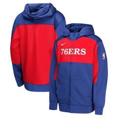 Royal/Red Philadelphia 76ers Youth Authentic On-Court Showtime Performance Full-Zip Hoodie | NBA