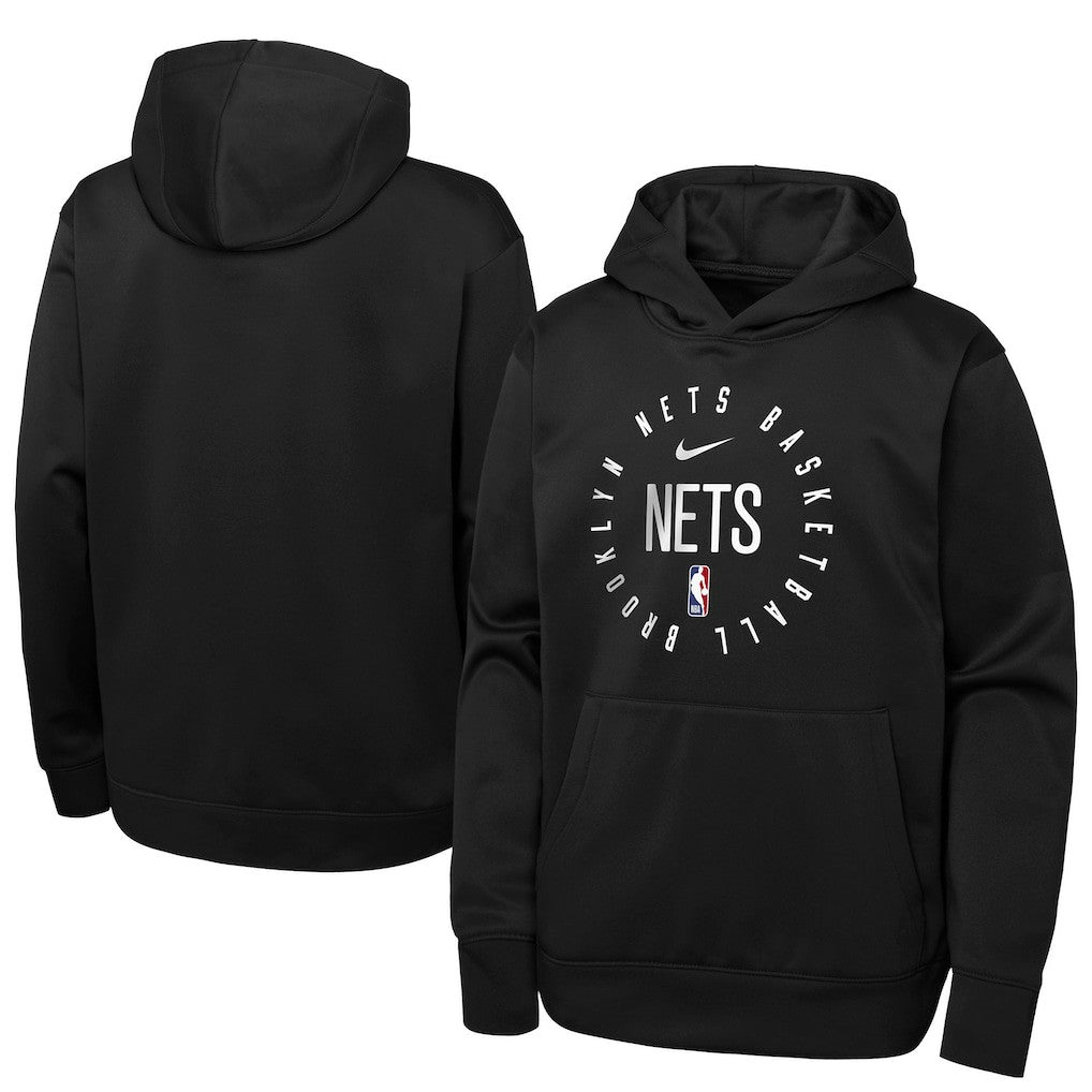 Black Brooklyn Nets Youth Performance Practice Spotlight Pullover Hoodie | NBA