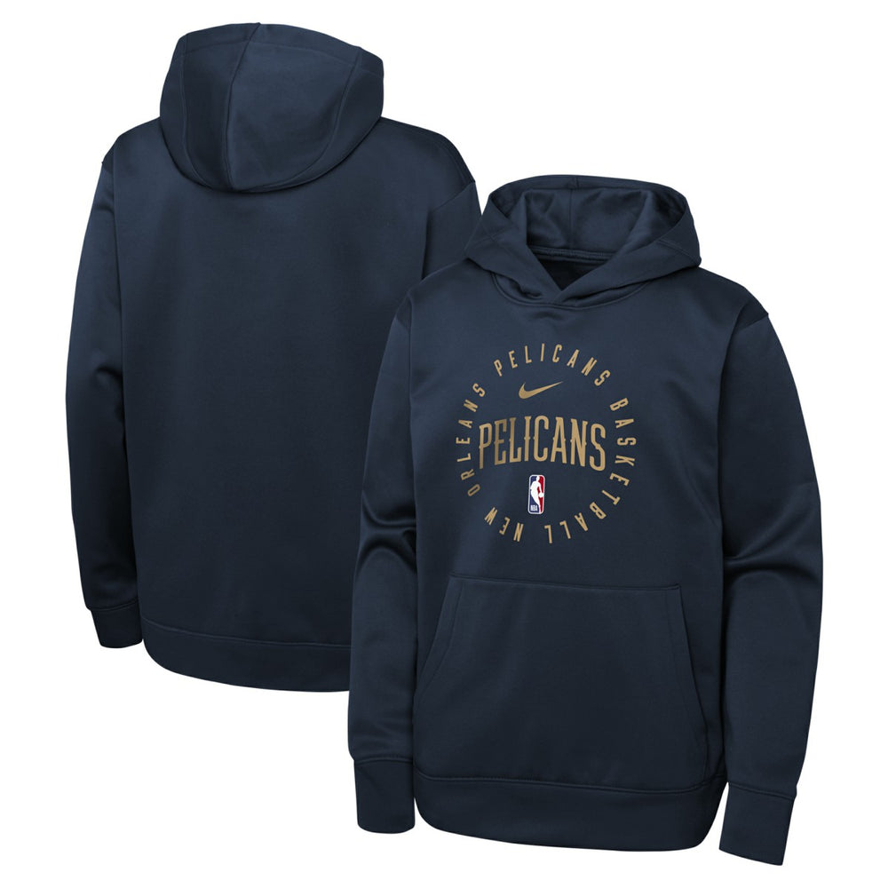 Navy New Orleans Pelicans Youth Performance Practice Spotlight Pullover Hoodie | NBA