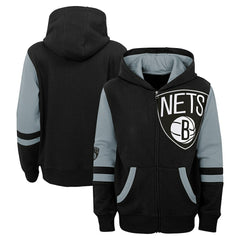 Black Brooklyn Nets Preschool Straight To The League Full-Zip Hoodie | NBA