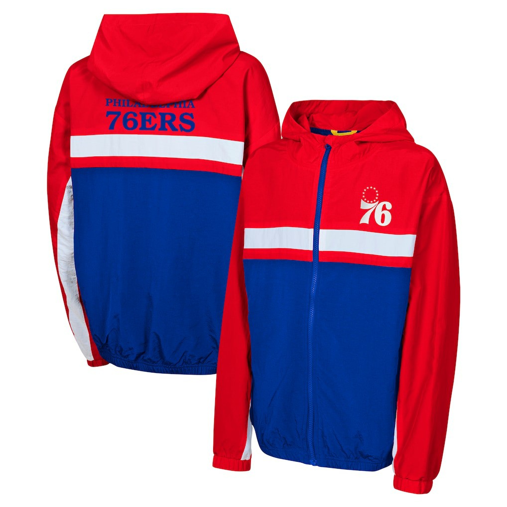Red Philadelphia 76ers Youth Headliner Windbreaker Full-Zip Hoodie Jacket | NBA