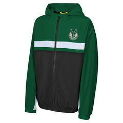 Hunter Green Milwaukee Bucks Youth Headliner Windbreaker Full-Zip Hoodie Jacket | NBA