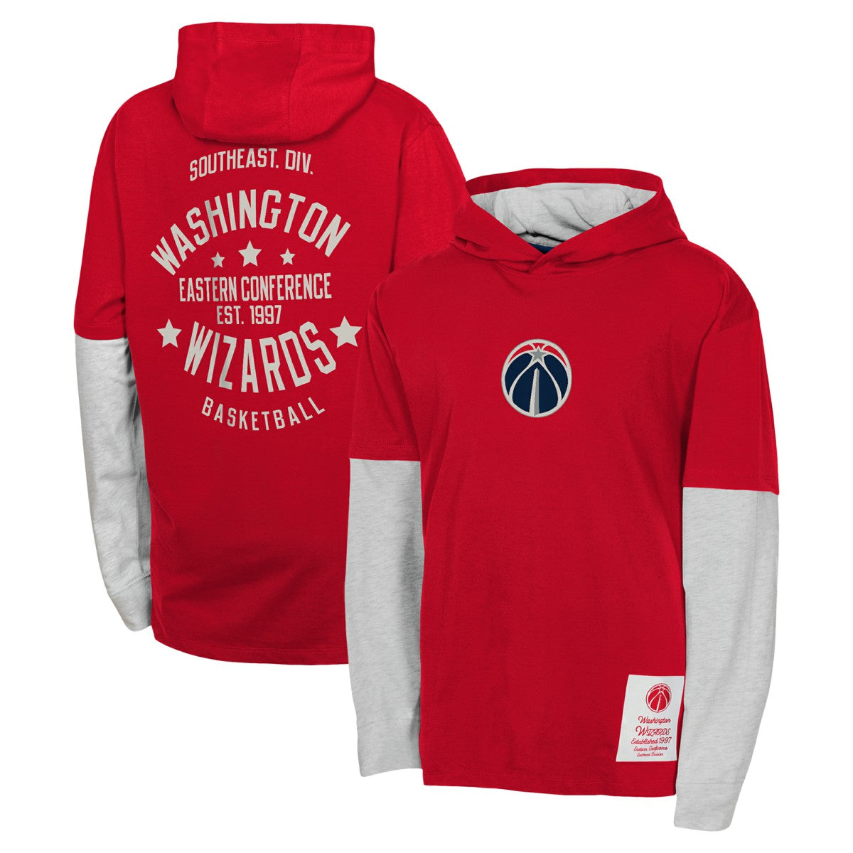 Red Washington Wizards Youth Small Ball Long Sleeve Hoodie T-Shirt | NBA