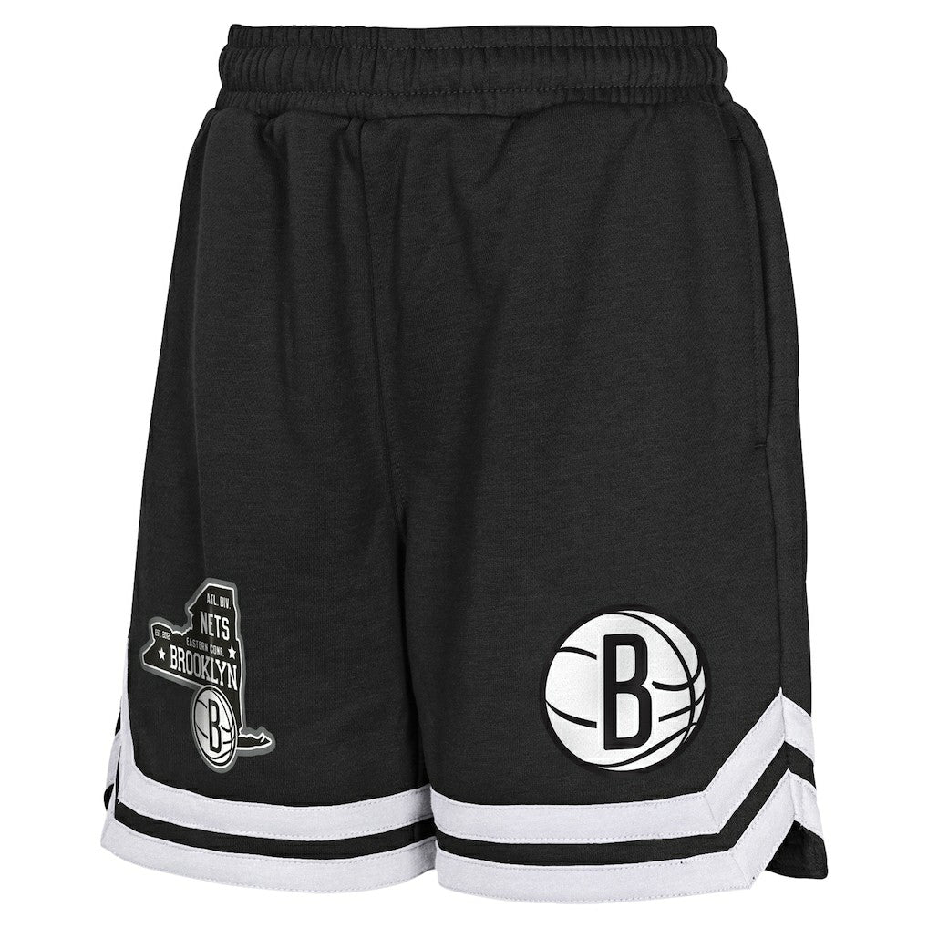 Black Brooklyn Nets Youth Teardrop Fleece Shorts | NBA