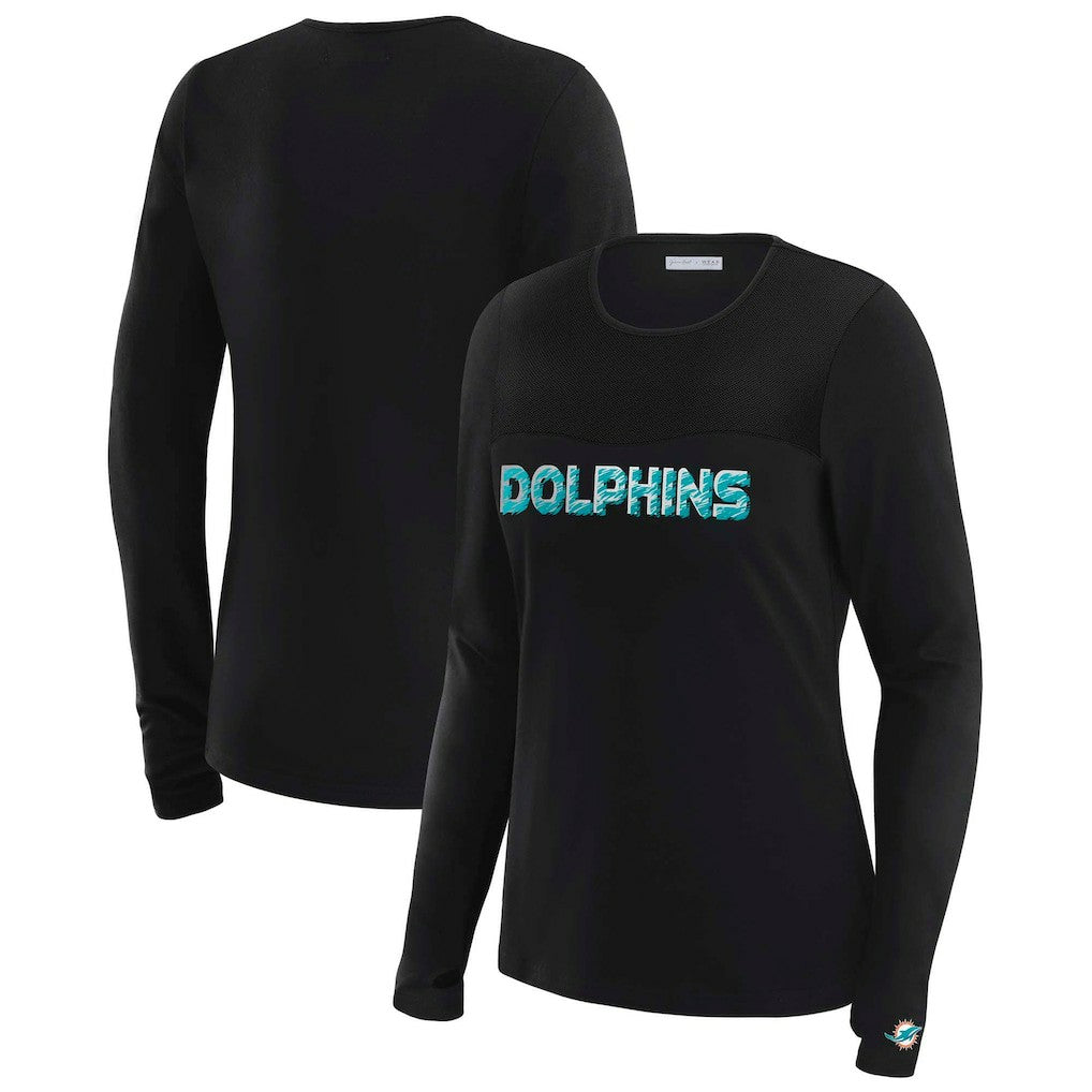 Miami Dolphins WEAR by Erin Andrews x Gracie Hunt Women's Mesh Panel Long Sleeve T-Shirt | NFL New