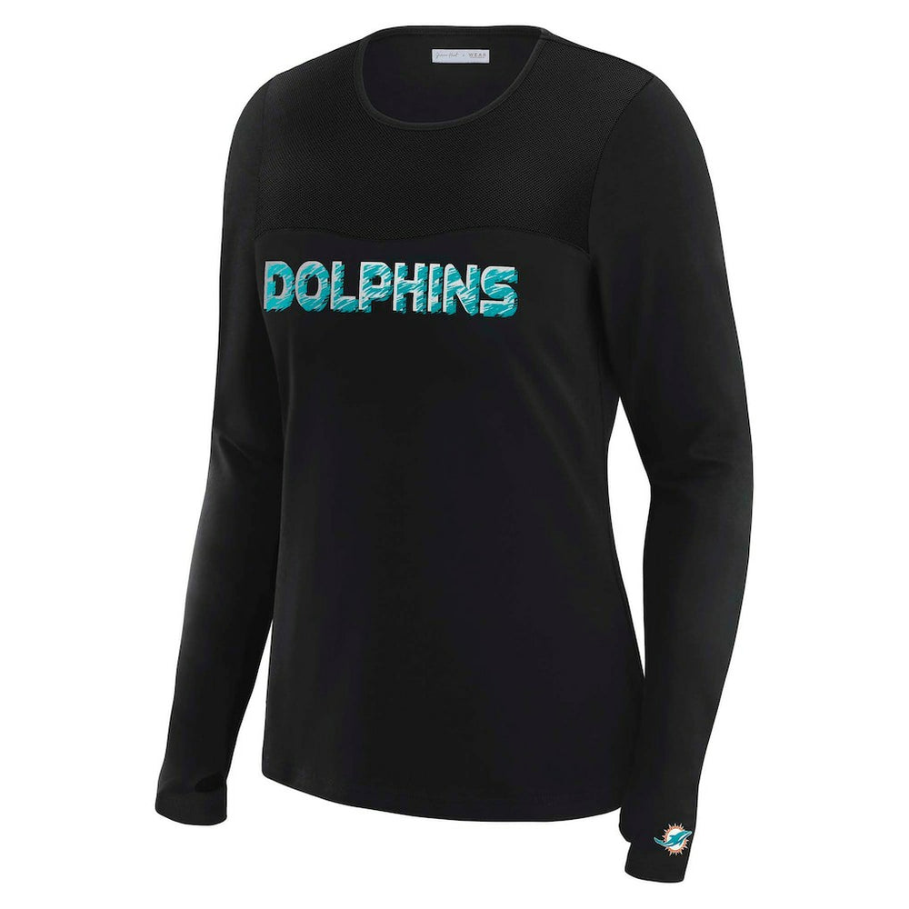 Miami Dolphins WEAR by Erin Andrews x Gracie Hunt Women's Mesh Panel Long Sleeve T-Shirt | NFL New