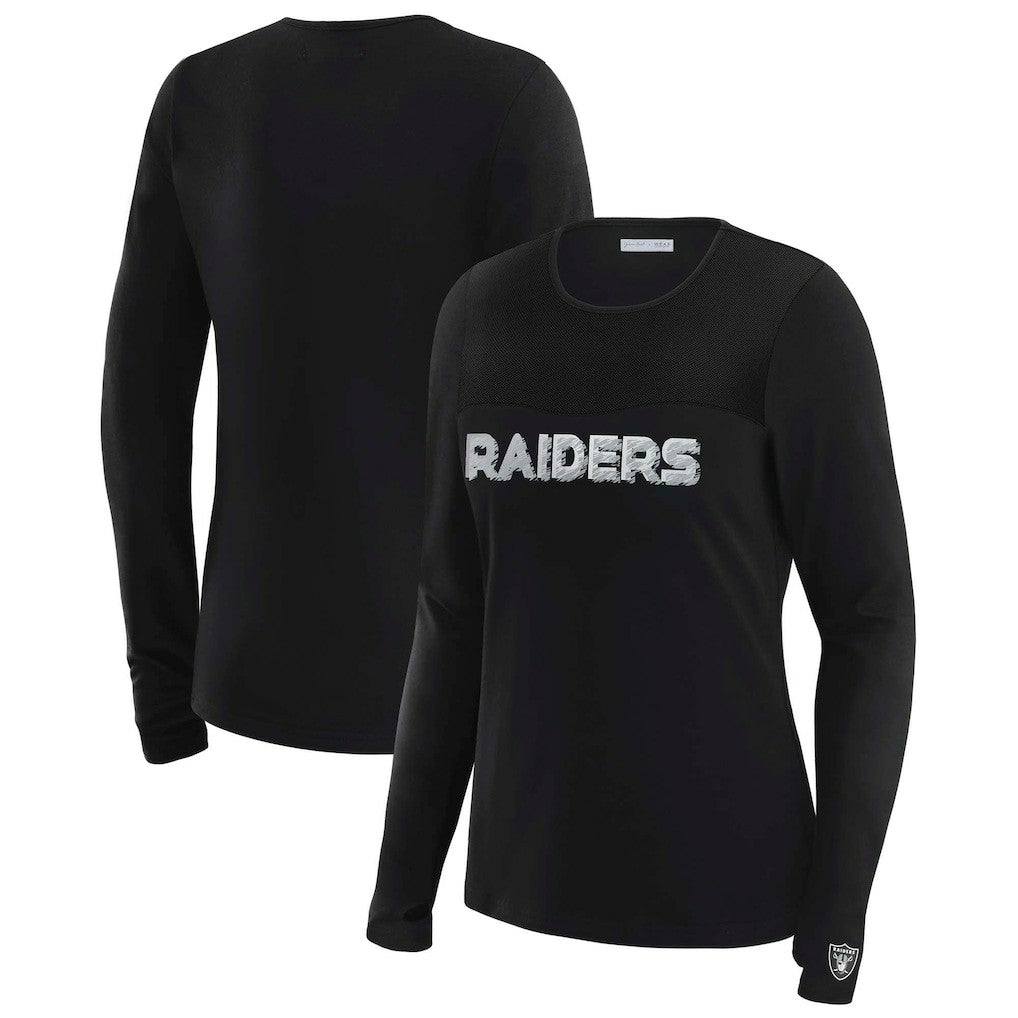 Las Vegas Raiders WEAR by Erin Andrews x Gracie Hunt Women's Mesh Panel Long Sleeve T-Shirt | NFL New