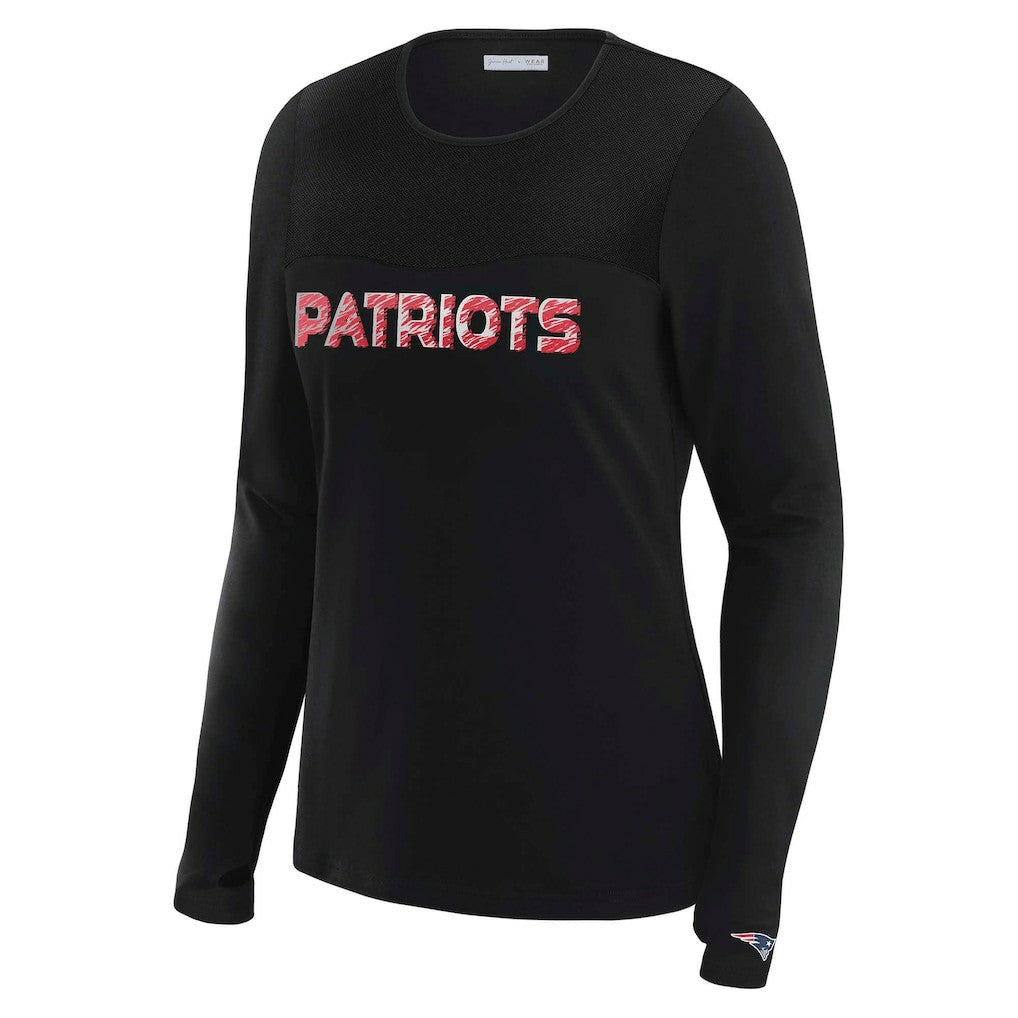 New England Patriots WEAR by Erin Andrews x Gracie Hunt Women's Mesh Panel Long Sleeve T-Shirt | NFL US